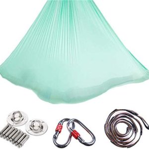 FABFEGU Yoga Equipment Set for Home Workouts 5-Meter Cloth Aerial Yoga Swing Set Yoga Hanging Yoga Sling Yoga Mat Strap and Set (F, One Size)