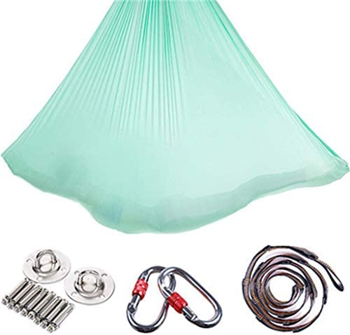FABFEGU Yoga Equipment Set for Home Workouts 5-Meter Cloth Aerial Yoga Swing Set Yoga Hanging Yoga Sling Yoga Mat Strap and Set (F, One Size)