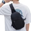 Small Black Sling Crossbody Backpack Shoulder Bag for Men Women, Lightweight One Strap Backpack Sling Bag Backpack for Hiking Walking Biking Travel Cycling USB Charger Port-Nylon - Image 2