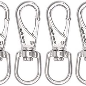 SHONAN Stainless Steel Swivel Eye Snap Hook- 4-Pack 3.5 Inch Flag Pole Clips, Scuba Diving Clips Spring Hooks for Dog leashes, Keychains, Boat Anchor Ropes, Bird Feeders, Pet Chains