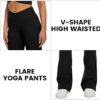 TNNZEET Women’s Black Flare Yoga Pants, Crossover High Waisted Casual Bootcut Leggings - Image 4