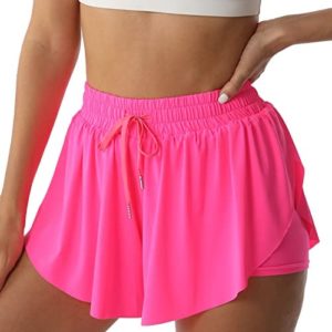 NEXSONIC Flowy Shorts for Women Gym Yoga Athletic Running Shorts Workout Biker Exercise Quick-Drying Comfy Skirt Shorts