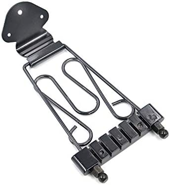 FarBoat 6 String Trapeze Tailpiece Guitar Bridge with Screws Vine Pattern for Jazz Archtop Electric Guitars (Black) - Image 3