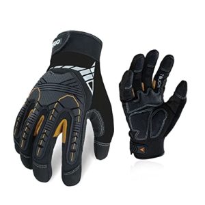 Vgo 3-Pairs High Dexterity Heavy Duty Mechanic Glove, Rigger Glove, Anti-vibration, Anti-abrasion, Touchscreen (Size L, Black, SL8849)