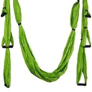 QueenLine Full Set 6 Handles Anti-Gravity Aerial Yoga Ceiling Hammock Flying Swing Trapeze Yoga Inversion Device Home Gym Hanging Belt Green Poland