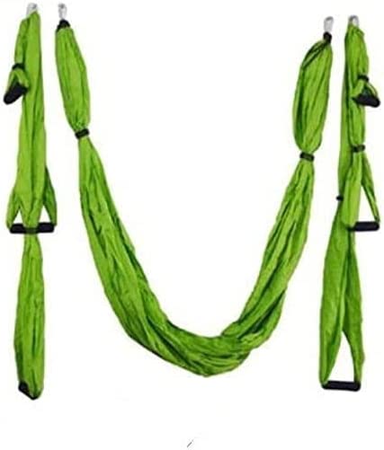 QueenLine Full Set 6 Handles Anti-Gravity Aerial Yoga Ceiling Hammock Flying Swing Trapeze Yoga Inversion Device Home Gym Hanging Belt Green Poland