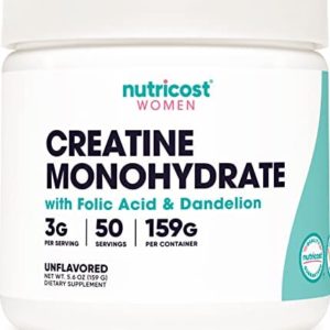 Nutricost Creatine Monohydrate Powder for Women, Micronized, Unflavored, 50 Servings - Vegetarian, Non-GMO, Gluten Free