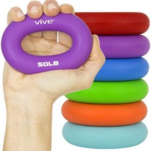 Vive Hand Strengthener Grip Ring (6 Pack) - Forearm Ring Hand Exercisers - Silicone Squeezer Gripper for Muscle Strengthening Training Tool - Arthritis Finger Physical Therapy PT Kit Trainer