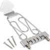 1Pcs Yootones 6 String Trapeze Tailpiece Guitar Bridge with Screws Vine Pattern Compatible with Jazz Archtop Electric Guitars (Silver) - Image 2