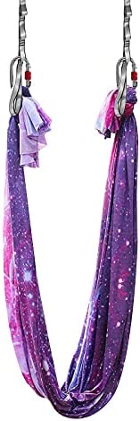PRIOR FITNESS 5M Aerial Yoga Hammock Yoga Swing Set Premium Nylon Aerial Silk Fabric Yoga Strap Accessory with Carabiner, Daisy Chain for Bodybuilding,Workout, Indoor, Outdoor Rainbow - Image 6