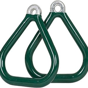 Swing Set Stuff Commercial Coated Triangle Trapeze Rings with SSS Logo Sticker, Green