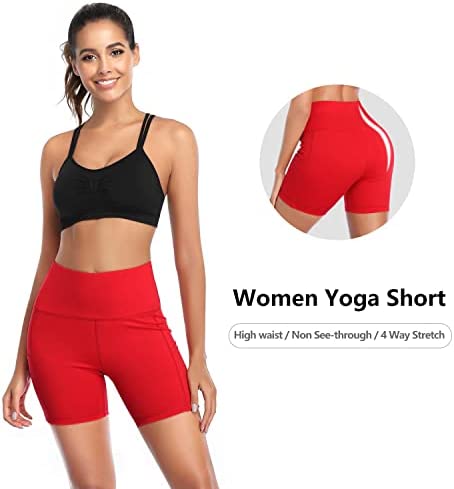 DAYOUNG Women Yoga Shorts High Waist Tummy Control Workout Biker Running Athletic Compression Short with Pockets - Image 2