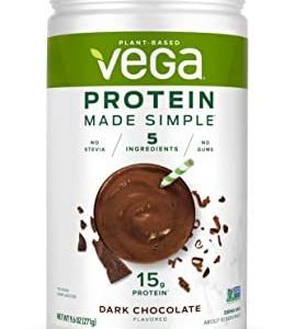 Vega Protein Made Simple, Dark Chocolate, Stevia Free Vegan Plant Based Protein Powder, Healthy, Gluten Free, Pea Protein for Women and Men, 9.6 Ounces (10 Servings)
