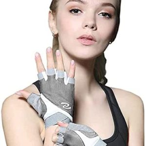 Luwint Women Fingerless Yoga Gloves Non Slip Padded - Barre Pilates Fitness Workout Training Wrist Exercise Accessories (Gray, Small)