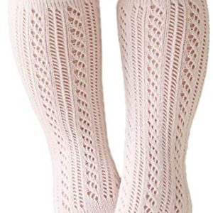 Baby Girls Knee High Socks Hollow Out Anti-skid Knitting Stockings Suitable for 0-2 Years Infants Toddlers