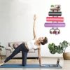 Yoga Mat Holder Wall Mount, Yoga Mat Storage Rack with 8 Detachable Stands, Adjustable Wall Organizer with Wood Floating Shelf & 4 Hooks for Hanging Foam Roller and Resistance Band at Home Gym - Image 6