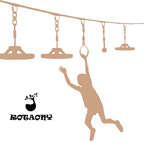 ROTAONY Ninja Wheel Obstacle for Kids, Ninja Course Attachments, Outdoor Ninja Warrior Training Equipment for Kids Outdoor Ninja Slackline Attachments - Image 7