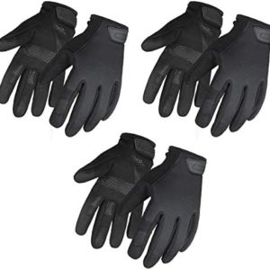 Hunting Gloves 3 Pairs Flex Extra Grip Touch Screen Non-slip for Mechanic/Tactical/Driving/Motorcycle Riding/Cycling - Work Glove for Men and Women (Black, Medium)
