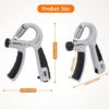 Iteneti Hand Grip Strengthener, Adjustable Training Exerciser, Finger Wrist and Forearm Strength Trainer, Hand-muscle Gripper, 11-132Lbs (5-60Kgs), Auto Counting, Gray + Black, 2 Pack - Image 6