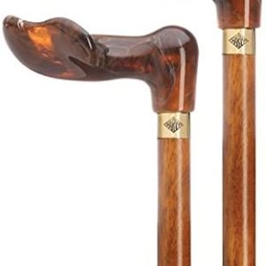 Cherry Palm Grip Cane With Fashionable Amber Handle Item #DHAR-9787100