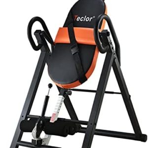 Teclor Inversion Table for Back Pain Relief, 350 lbs Capacity Strength Training Inversion Equipment, Decompression Table for Pain Therapy Training with Safe Belt & Comfortable Ankle Holders