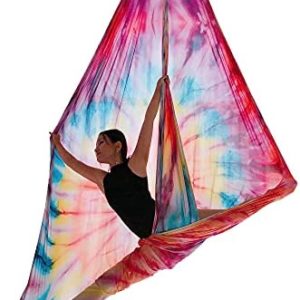 F.Life Aerial Silks 22 Yards Hardware Kit Medium Stretch for Acrobatics Silk | Aerial Yoga |Aerial Dance - Swivel 360 Spin Equipment Height Adjustment Strap, Portable Storage