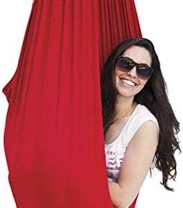 LHHL Sensory Therapy Swing Premium Aerial Silk Yoga Swing Aerial Yoga Hammock for Antigravity Aerial Fitness Inversion Exercises Improved Flexibility & Core Strength (Color : Red, Size : 150x280cm)