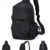 Small Black Sling Crossbody Backpack Shoulder Bag for Men Women, Lightweight One Strap Backpack Sling Bag Backpack for Hiking Walking Biking Travel Cycling USB Charger Port-Nylon - Image 9