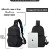 Small Black Sling Crossbody Backpack Shoulder Bag for Men Women, Lightweight One Strap Backpack Sling Bag Backpack for Hiking Walking Biking Travel Cycling USB Charger Port-Nylon - Image 4