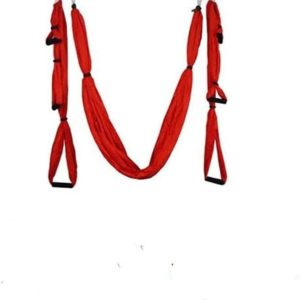 QueenLine Full Set 6 Handles Anti-Gravity Aerial Yoga Ceiling Hammock Flying Swing Trapeze Yoga Inversion Device Home Gym Hanging Belt Red China