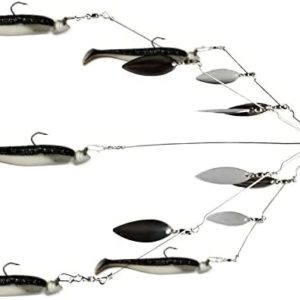 Fishing Vault Fully Rigged 5 Arms 8 Bladed Umbrella Rig Bass Lure W/ Swim Baits and Jig Heads Included