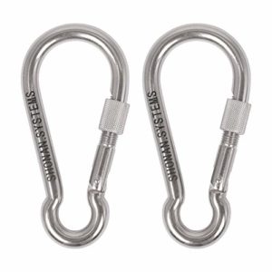SHONAN 5.5 Inch Large Locking Carabiner, 2 Pack Heavy Duty Carabiner Clips, Stainless Steel Screw Locking Carabiners for Home Gym, Outdoor Camping, Swing, Hammock, Hiking and More, 950 lbs Capacity