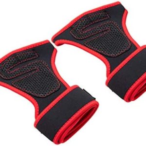 Mind Reader Pull-Up Glove Set, Secure Finger Holes, Textured Non-Slip Grip for Chin-Up Bars, Gymnastics, Circus Training, Aerial or Pole Fitness, Medium, Red