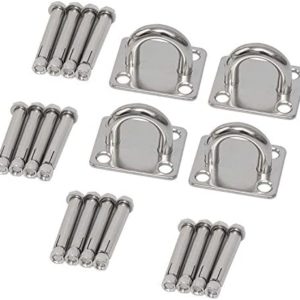 Wall Ceiling Mount Pad Eye Plate, Heavy Duty Marine Hardware Staple Loop U-Shaped Ring Hook Sail Shade Hardware, Suspension Kit for Resistance Training Straps,Yoga Swings, Hammock & Gym Accessories
