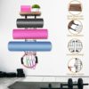 Yoga Mat Holder Wall Mount, Yoga Mat Storage Rack with 8 Detachable Stands, Adjustable Wall Organizer with Wood Floating Shelf & 4 Hooks for Hanging Foam Roller and Resistance Band at Home Gym - Image 3