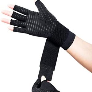Dr.Welland Medical Arthritis Gloves with Strap, Best Open Finger Glove Hand Wrist Support for Rheumatoid Arthritis, Carpal Tunnel, RSI, Tendonitis, Daily Healing, Hand Pain Relief – Men/Women