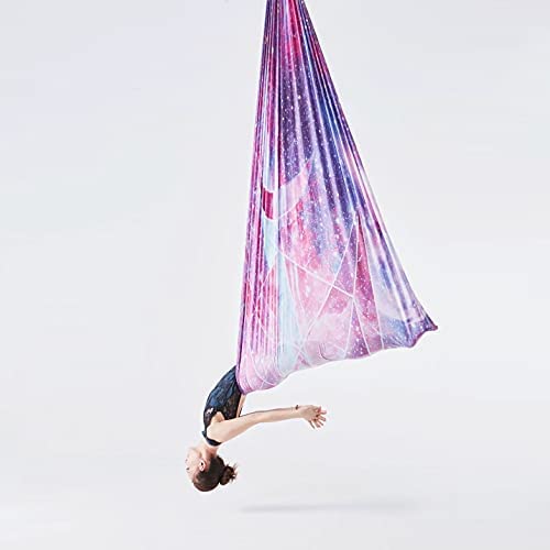 PRIOR FITNESS 5M Aerial Yoga Hammock Yoga Swing Set Premium Nylon Aerial Silk Fabric Yoga Strap Accessory with Carabiner, Daisy Chain for Bodybuilding,Workout, Indoor, Outdoor Rainbow - Image 7