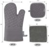 KEGOUU Oven Mitts and Pot Holders 6pcs Set, Kitchen Oven Glove High Heat Resistant 500 Degree Extra Long Oven Mitts and Potholder with Non-Slip Silicone Surface for Cooking (Grey) - Image 2