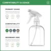 Bar5F Plastic Spray Bottle, 16 oz | Leak Proof, Empty, Clear, Trigger Handle, Adjustable Fine to Stream Output, Refillable, Heavy Duty Sprayer for Hair Salons & Spas, Household Cleaners, Cooking - Image 5