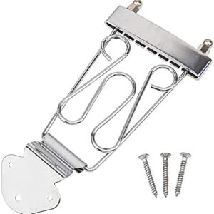1Pcs Yootones 6 String Trapeze Tailpiece Guitar Bridge with Screws Vine Pattern Compatible with Jazz Archtop Electric Guitars (Silver)