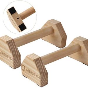 airogym Push-up Stand, 2 PCS Wood Pushup Bars Non-Slip Base Exercise Home Workout Equipment, 30CM Wooden Parallettes Handle Stands Grip for Men Strength Training, Planks Calisthenics