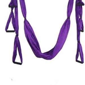 QueenLine Full Set 6 Handles Anti-Gravity Aerial Yoga Ceiling Hammock Flying Swing Trapeze Yoga Inversion Device Home Gym Hanging Belt Violet Russian Federation