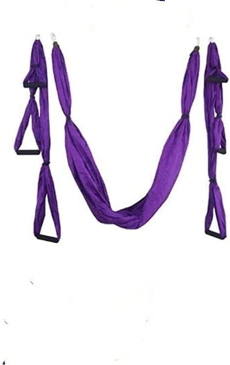 QueenLine Full Set 6 Handles Anti-Gravity Aerial Yoga Ceiling Hammock Flying Swing Trapeze Yoga Inversion Device Home Gym Hanging Belt Violet Russian Federation