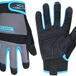 General Utility Work Gloves for Mens & Women,Synthetic Leather Mechanic Gloves Touch Screen,Durable,Padded Knuckles & Palm