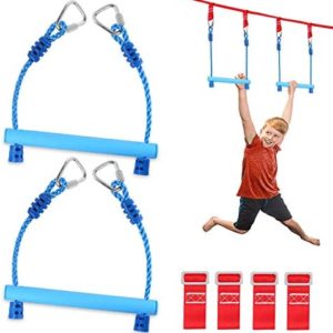 Odoland Monkey Bars, Ninja Trapeze Bars Adjustable and Durable Backyard Outdoor Swing Monkey Bar and Trapeze Bars, Obstacle Course for Training Equipment, Great for Kids and Youth