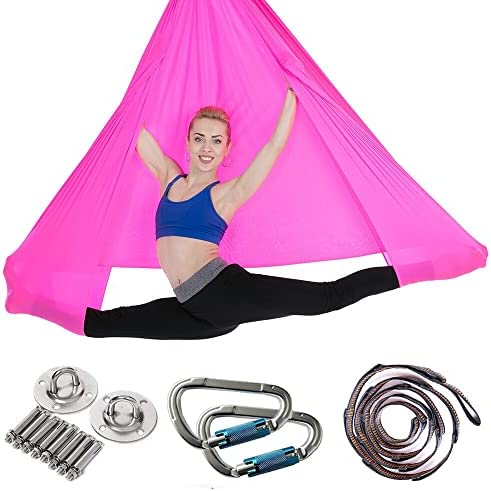 QueenLine Latest 4m Elastic Aerial Yoga Hammock Swing Anti-Gravity Flying Yoga Inversion Belts for Pilates Training Body Shaping Full Set Burgundy - Image 7