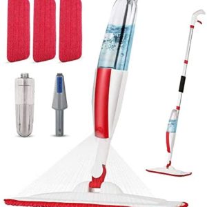 PANDA GRIP Spray Mops for Floor Cleaning Microfiber Spray Mop with 3 Washable Reusable Pads a Refillable Bottle and Scrubber Wet Dry Flat Mop with 360 Degree Swivel Head for Home Hardwood Laminate