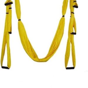 QueenLine Full Set 6 Handles Anti-Gravity Aerial Yoga Ceiling Hammock Flying Swing Trapeze Yoga Inversion Device Home Gym Hanging Belt Yellow Russian Federation
