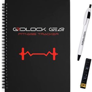 Gridlock Gear Fitness Journal for Men and Women - US Marine Designed Workout Planner and Exercise Log Book for Weight Loss, Muscle Gain, Bodybuilding - Gym Journal with Body Tape Measure and Pen