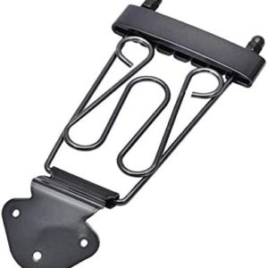 FarBoat 6 String Trapeze Tailpiece Guitar Bridge with Screws Vine Pattern for Jazz Archtop Electric Guitars (Black)